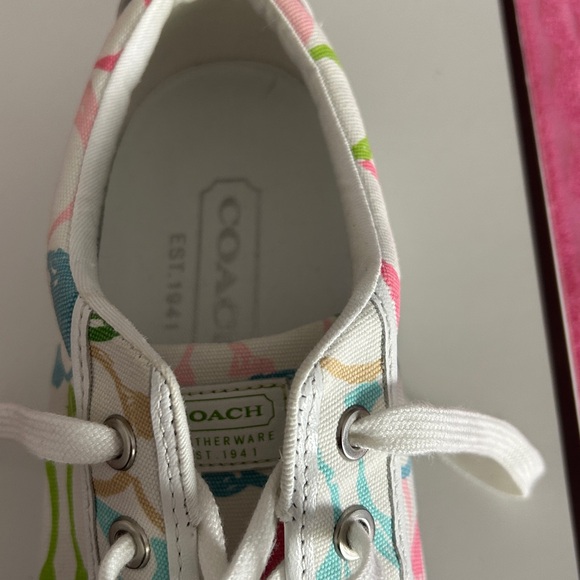 Rare Vintage Coach sneakers Barrett barely worn pink multi lime green piping - Picture 2 of 6